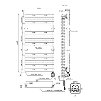 Полотенцесушитель электрический PRIMOCLIMA PANEL L GM, оружейный металл — фото 4